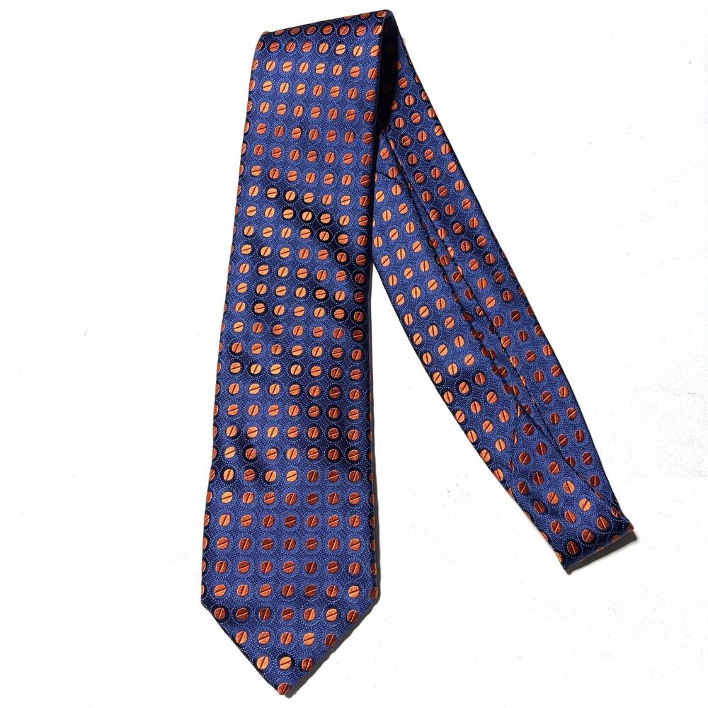 Charvet Place Vendiome Mens Silk Tie Blue Orange